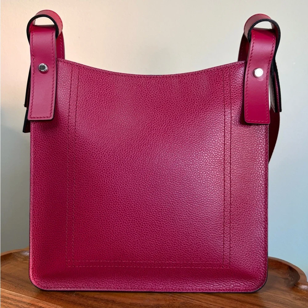 Longchamp Le’Foulonne S Leather Crossbody Beetroot Magenta Like New - Picture 16 of 17